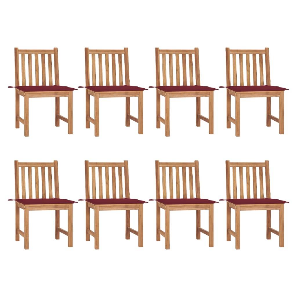 vidaXL Gartenstühle 8 Stk. mit Kissen Massivholz Teak