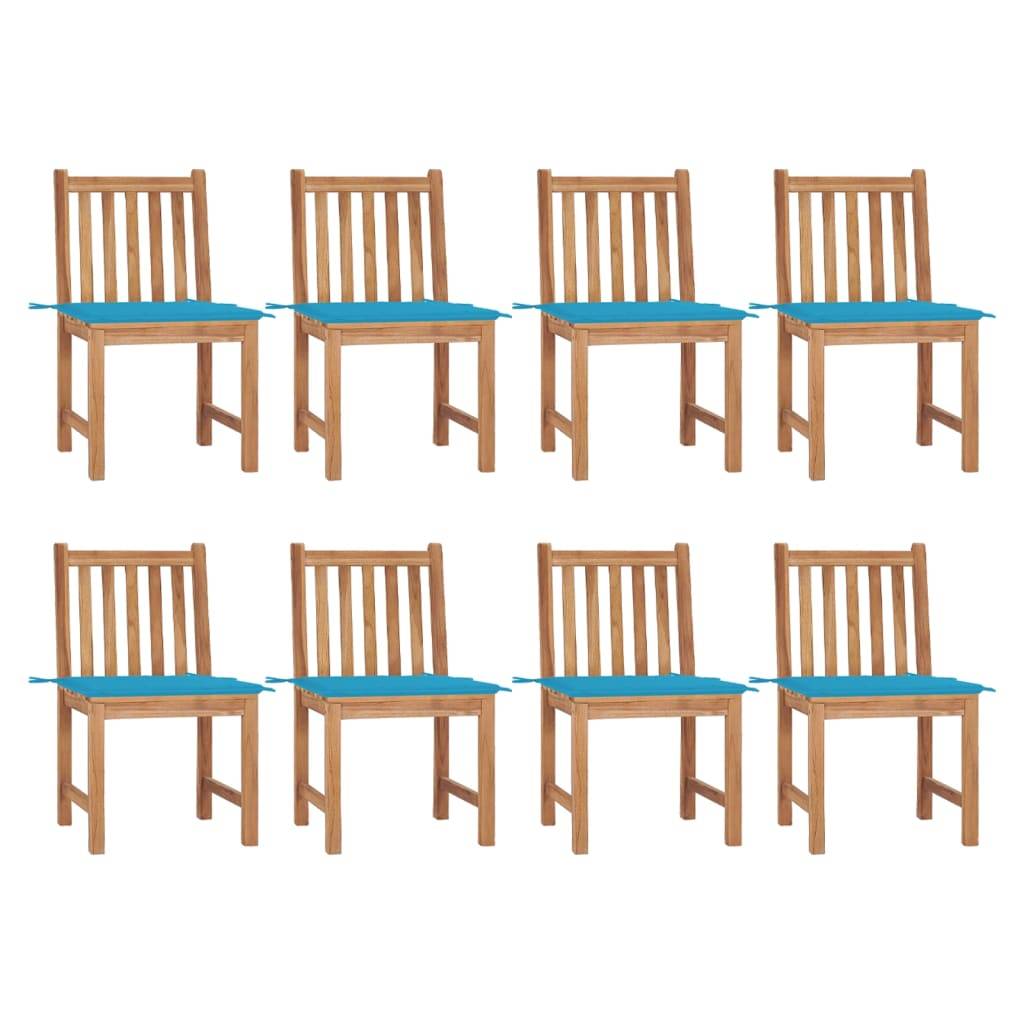 vidaXL Gartenstühle 8 Stk. mit Kissen Massivholz Teak