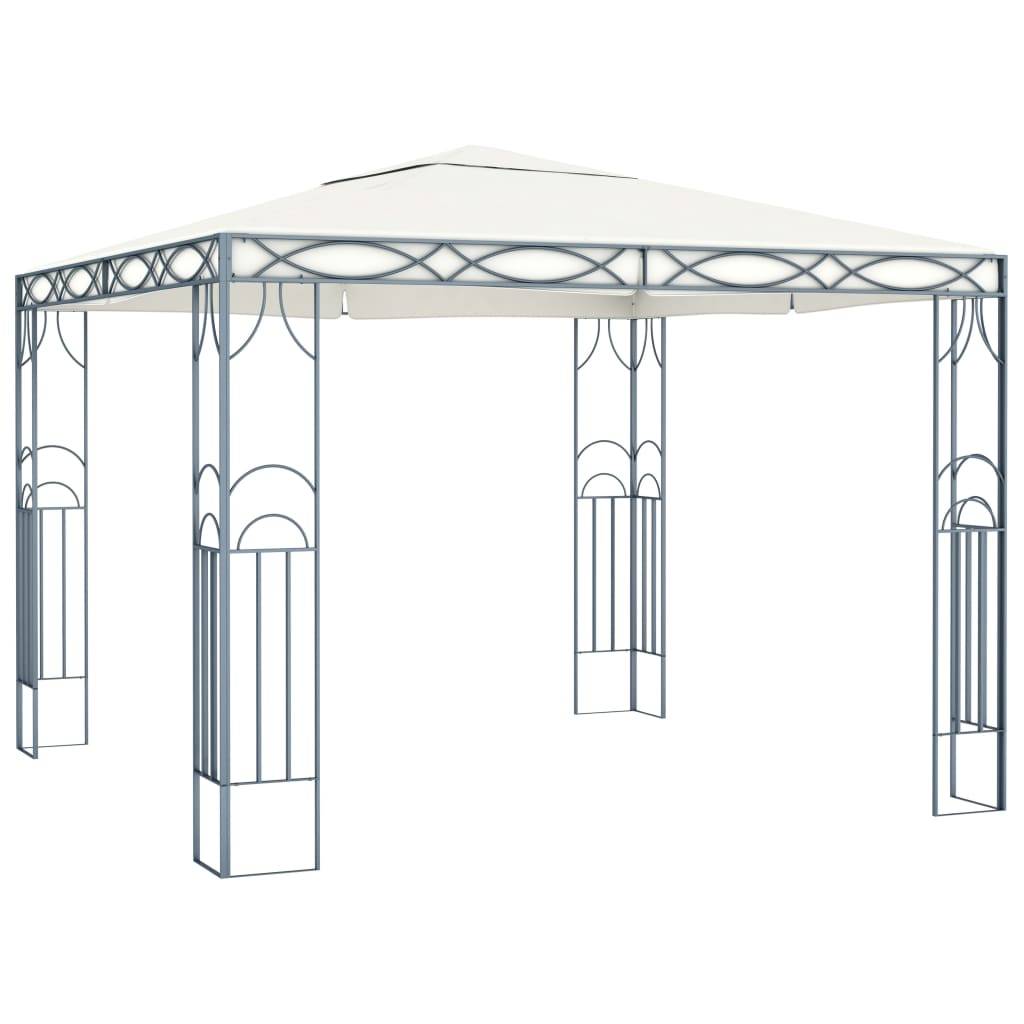 vidaXL Pavillon mit LED-Lichterkette 300x300 cm Cremeweiß