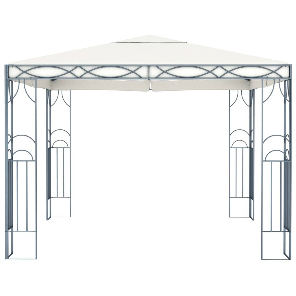 vidaXL Pavillon mit LED-Lichterkette 300x300 cm Cremeweiß