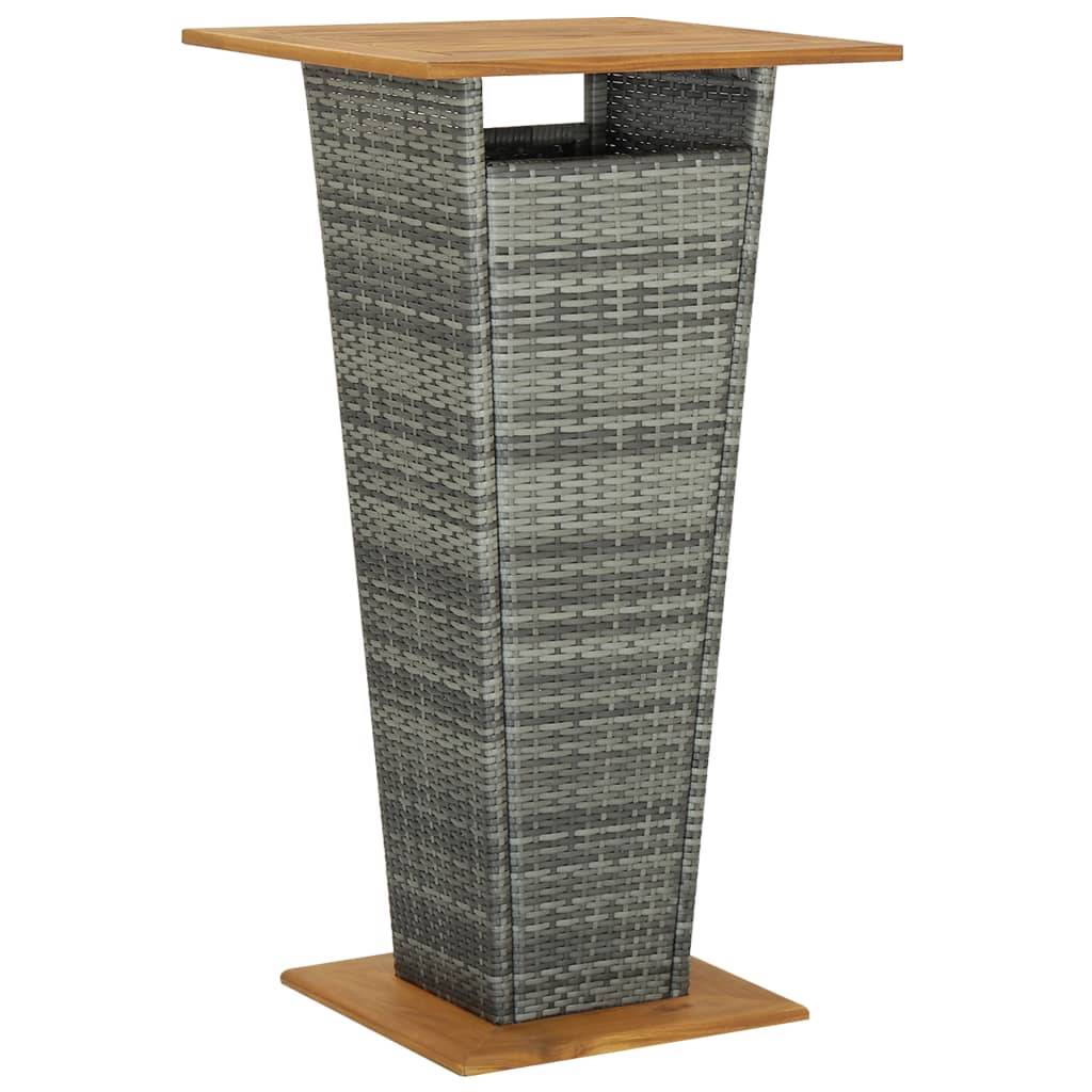 vidaXL Bartisch Grau 60x60x110 cm Poly Rattan und Massivholz Akazie