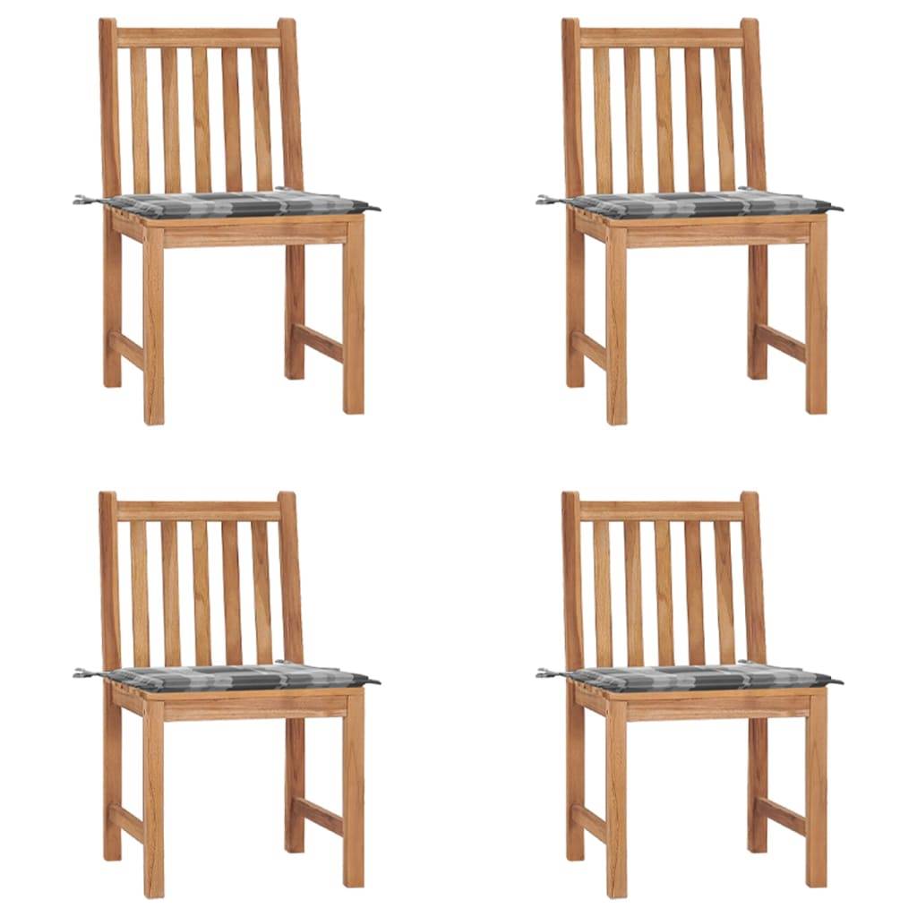 vidaXL Gartenstühle 4 Stk. mit Kissen Massivholz Teak