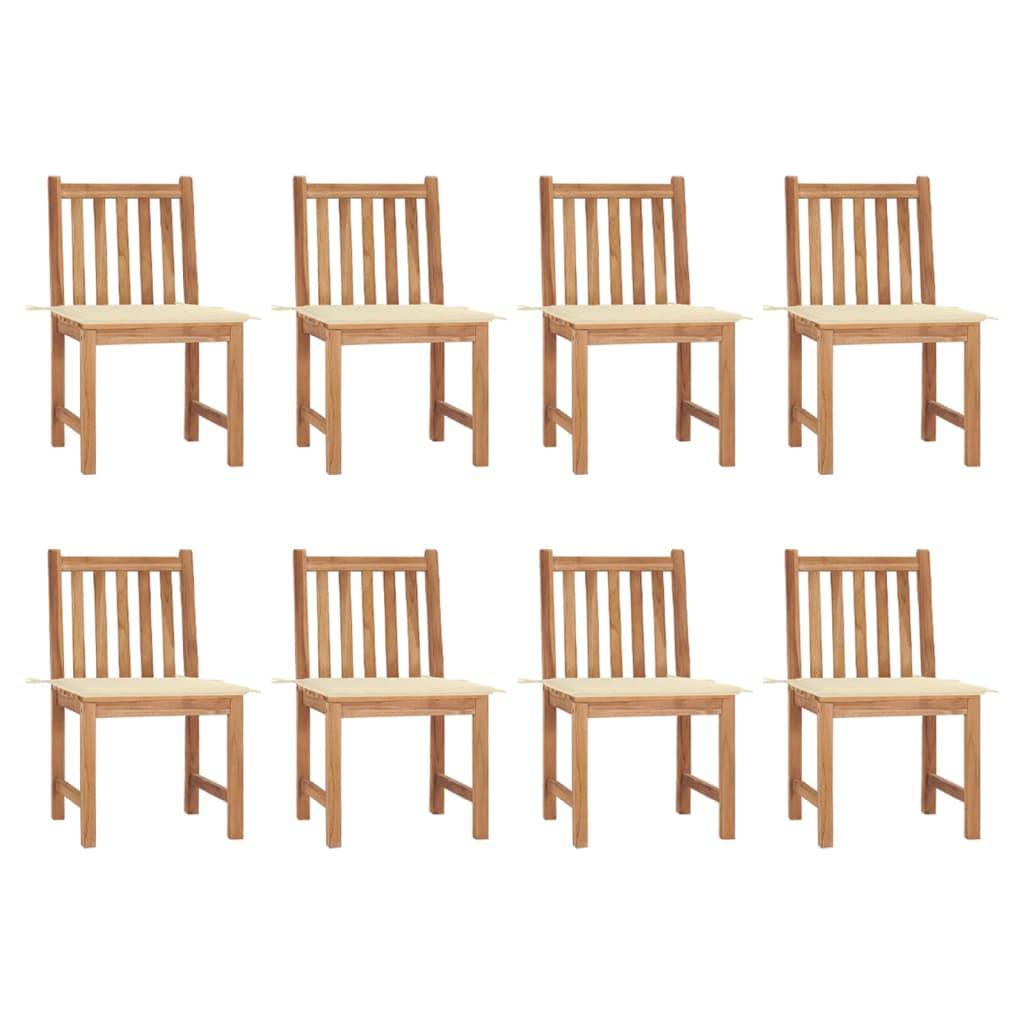 vidaXL Gartenstühle 8 Stk. mit Kissen Massivholz Teak