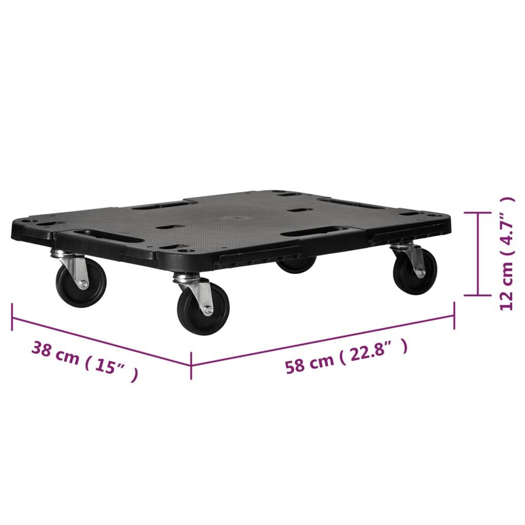 vidaXL Transportroller 5 Stk. Schwarz 58x38x12 cm Polypropylen
