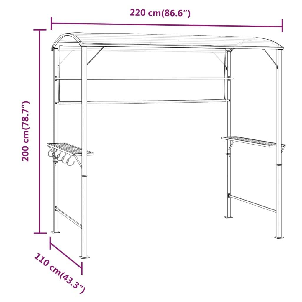 vidaXL Pavillon mit Dach 220x110x200 cm Creme