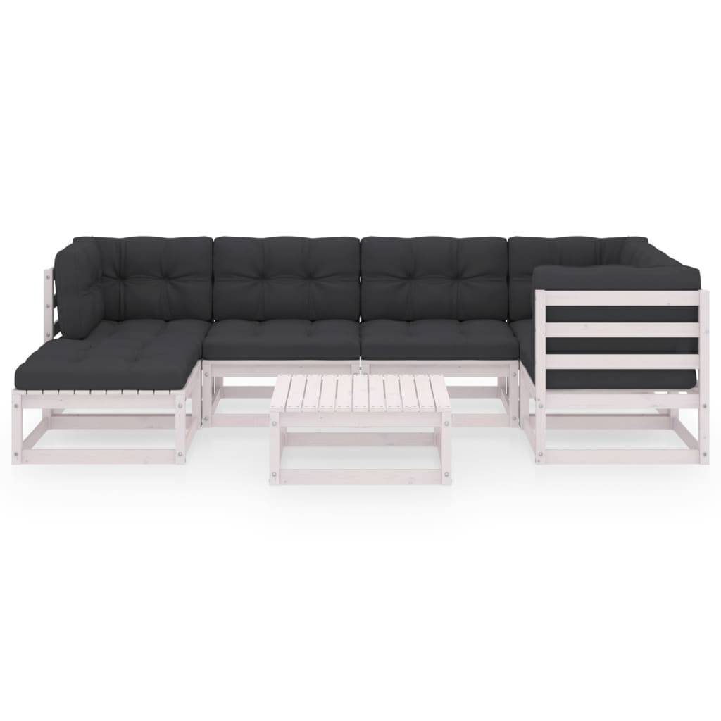 vidaXL 7-tlg. Garten-Lounge-Set mit Kissen Massivholz Kiefer