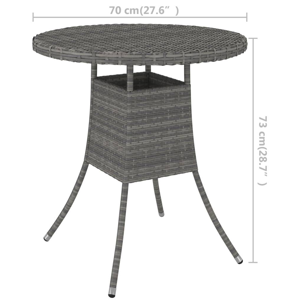 vidaXL Gartentisch Grau 70x70x73 cm Poly Rattan