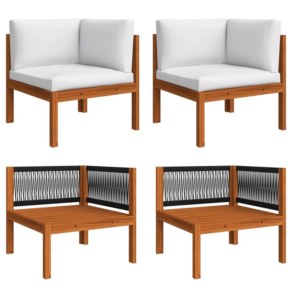vidaXL 6-tlg. Garten-Lounge-Set mit Kissen Cremeweiß Massivholz Akazie