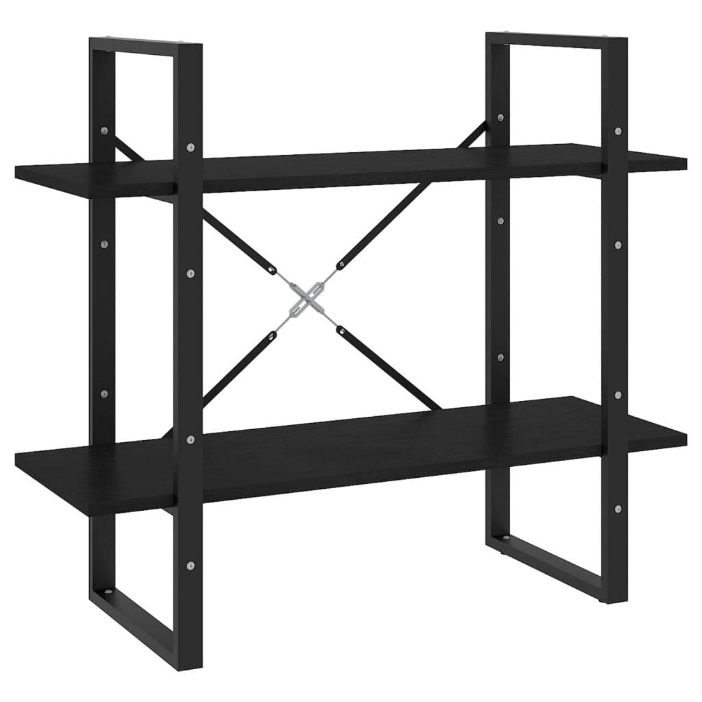 vidaXL Bücherregal 2 Böden Schwarz 80x30x70 cm Massivholz Kiefer