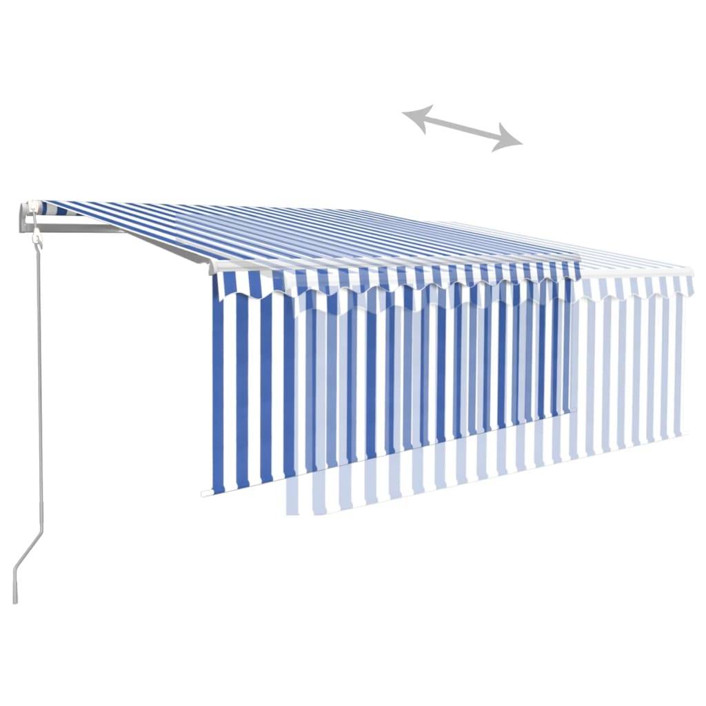 vidaXL Markise Automatisch Einziehbar mit Volant 3x2,5 m Blau und Weiß