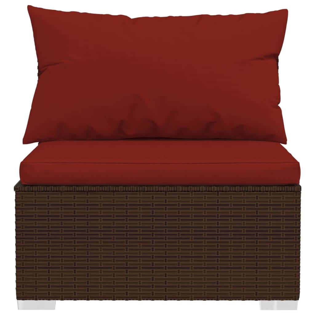 vidaXL 12-tlg. Garten-Lounge-Set mit Kissen Braun Poly Rattan