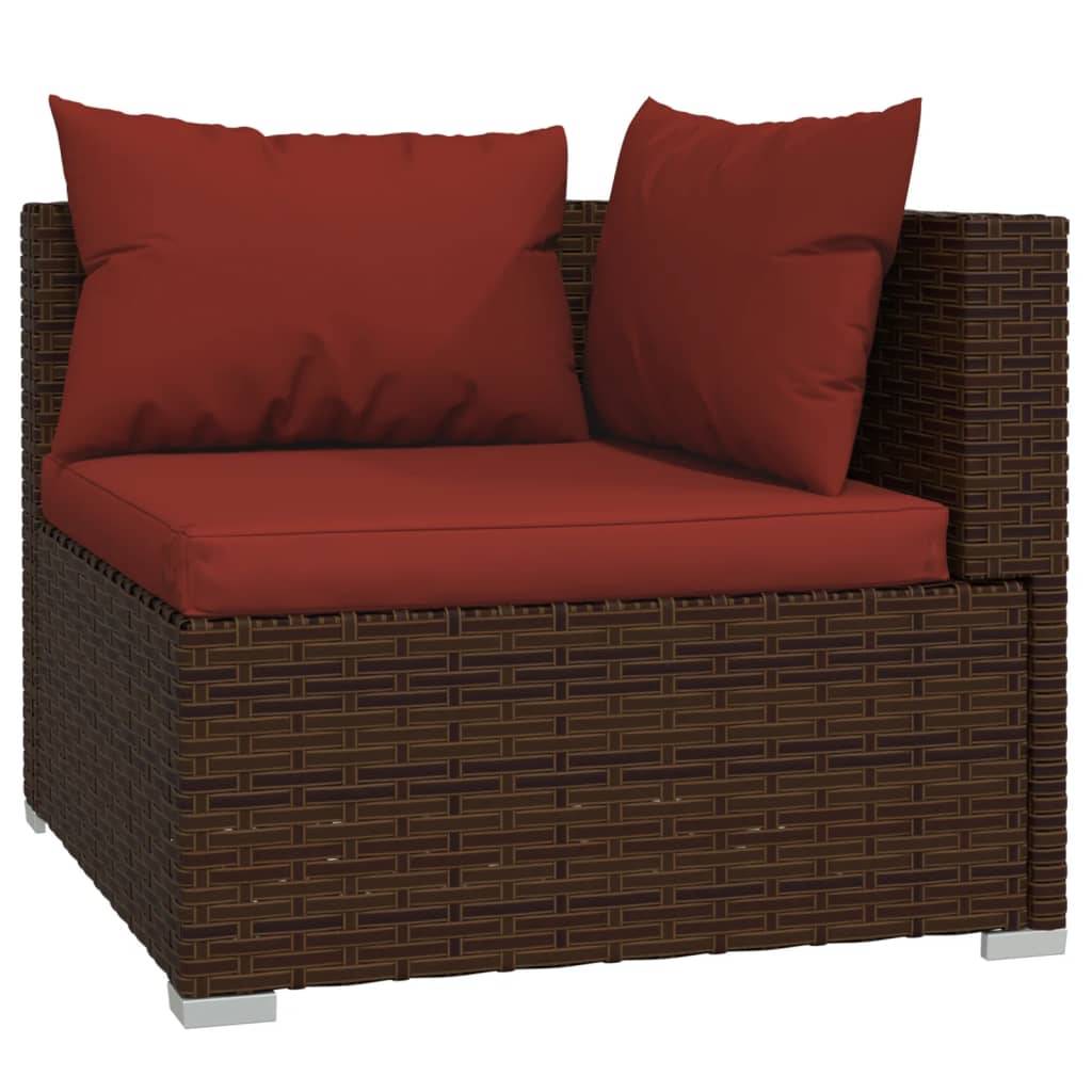 vidaXL 12-tlg. Garten-Lounge-Set mit Kissen Poly Rattan Braun