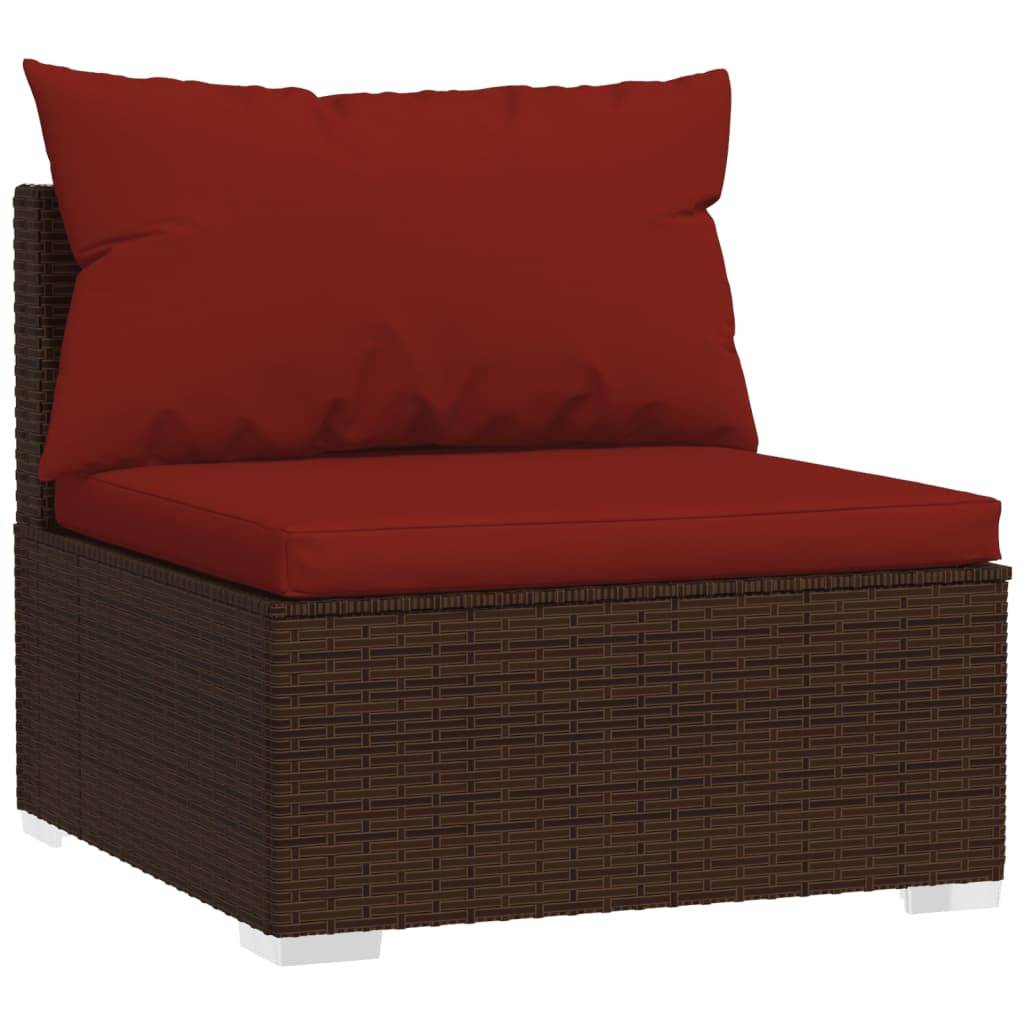 vidaXL 11-tlg. Garten-Lounge-Set mit Kissen Poly Rattan Braun
