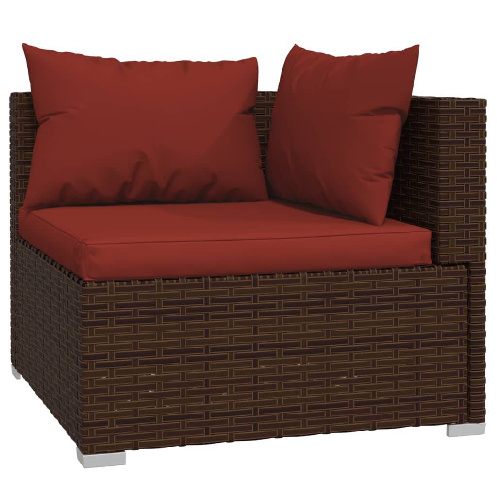 vidaXL 4-tlg. Garten-Lounge-Set mit Auflagen Poly Rattan Braun