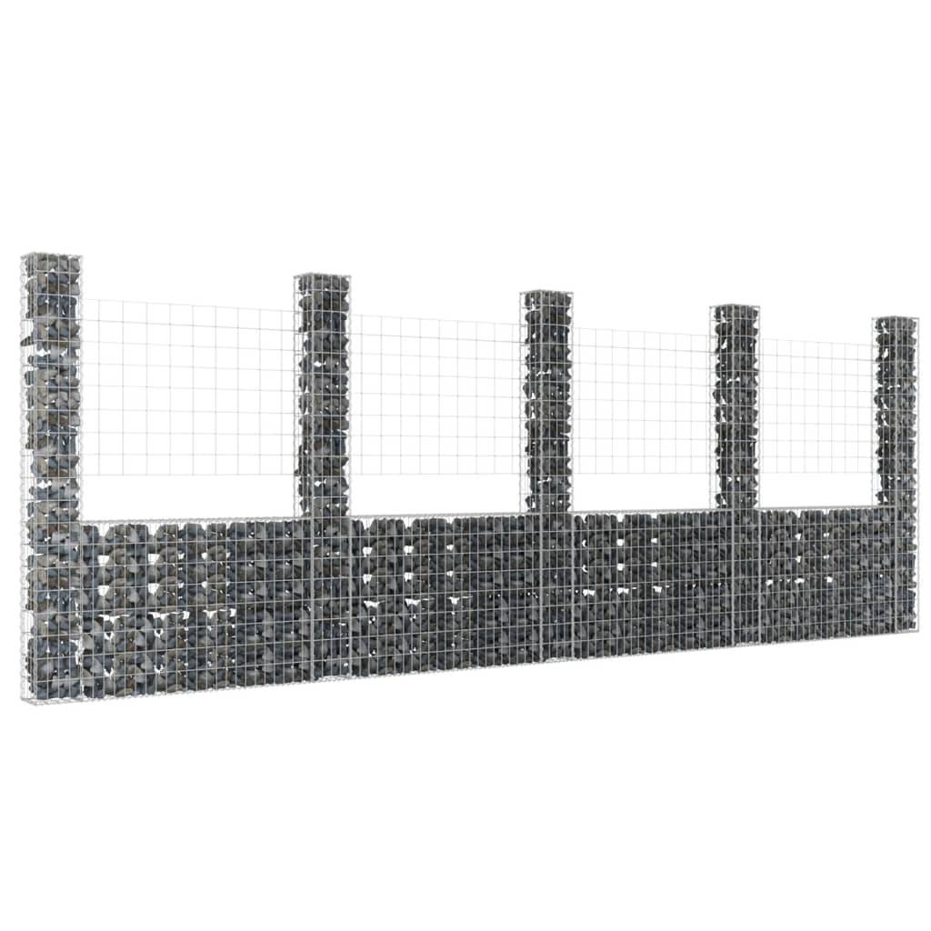 vidaXL Gabionenkorb U-Form mit 5 Säulen Eisen 500x20x200 cm