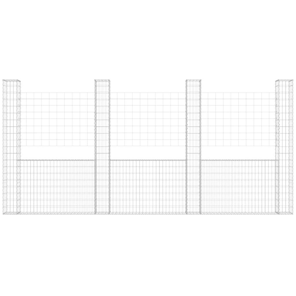 vidaXL Gabionenkorb U-Form mit 5 Säulen Eisen 500x20x200 cm