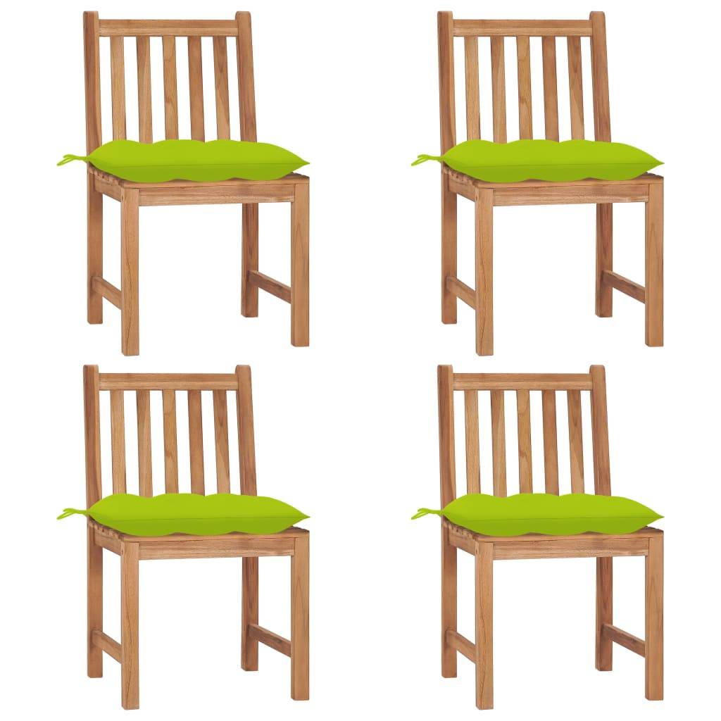 vidaXL Gartenstühle 4 Stk. mit Kissen Massivholz Teak