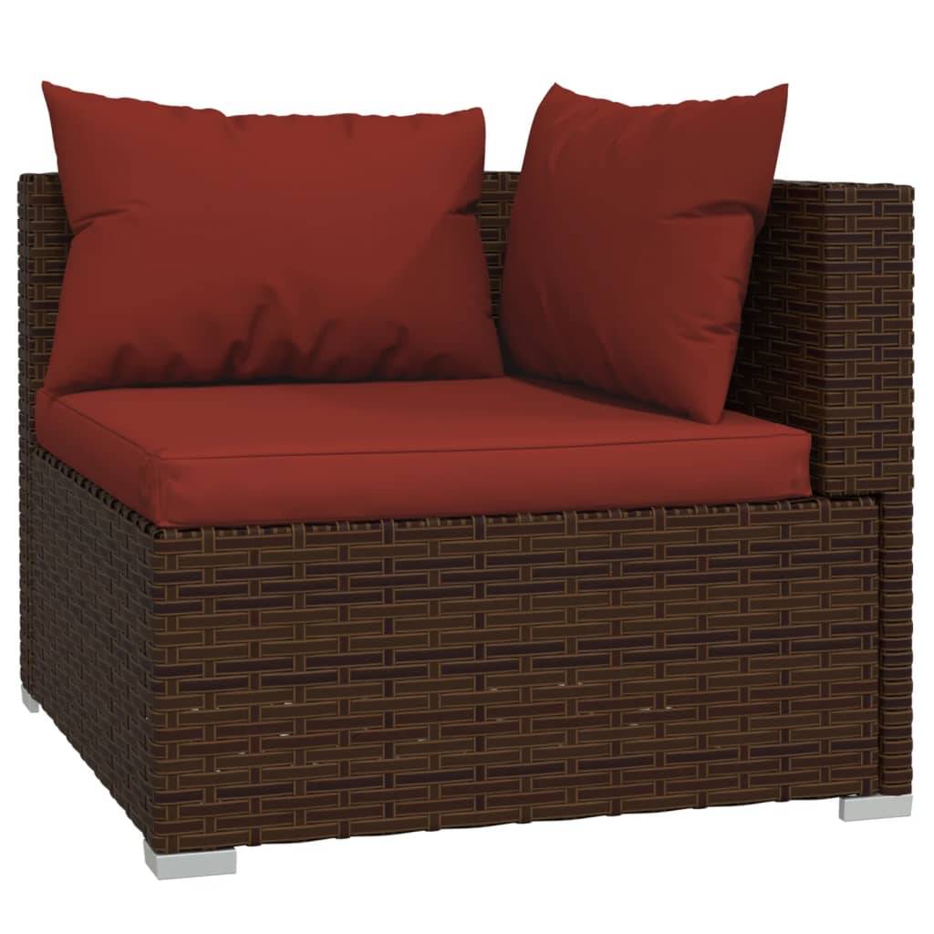 vidaXL 10-tlg. Garten-Lounge-Set mit Kissen Poly Rattan Braun