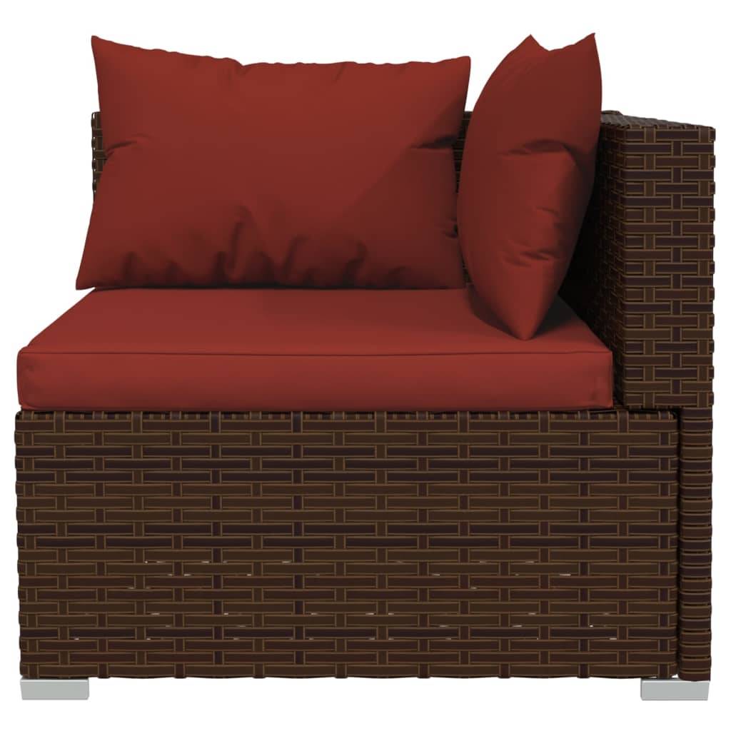 vidaXL 4-tlg. Garten-Lounge-Set mit Auflagen Poly Rattan Braun