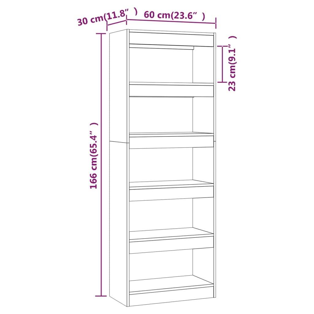 vidaXL Bücherregal/Raumteiler Sonoma-Eiche 60x30x166 cm Holzwerkstoff