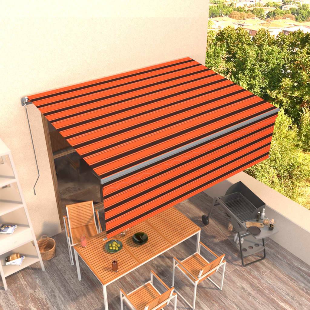 vidaXL Markise Manuell Einziehbar mit Rollo 4x3 m Orange & Braun