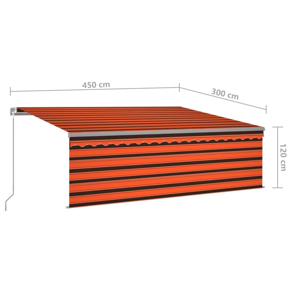 vidaXL Markise Manuell Einziehbar mit Rollo & LED 4,5x3 m Orange Braun