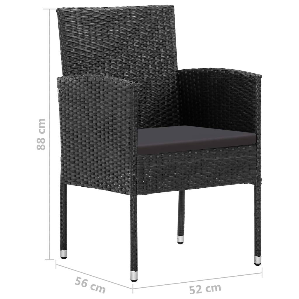 vidaXL Gartenstühle mit Kissen in Schwarz 4 Stk. Schwarz Polyrattan