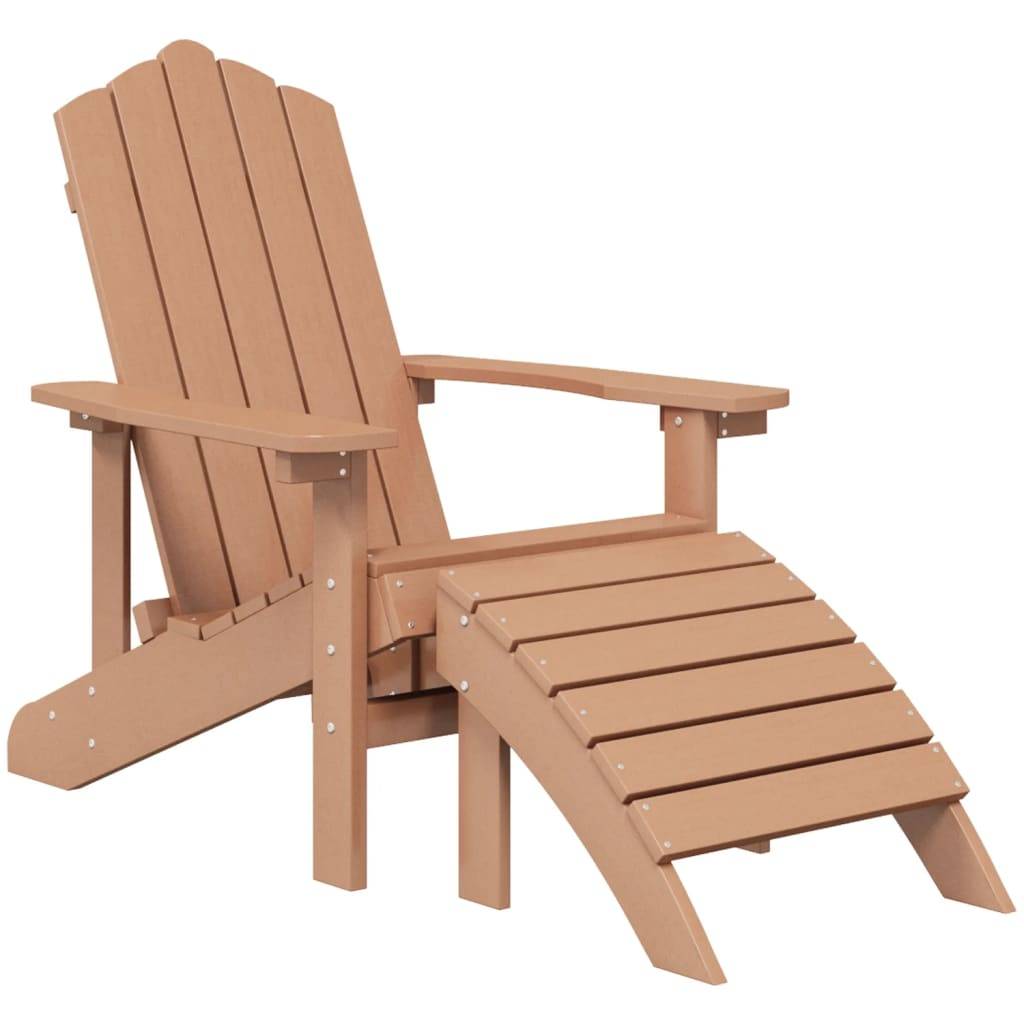 vidaXL Adirondack-Gartenstuhl mit Hocker & Tisch HDPE Braun