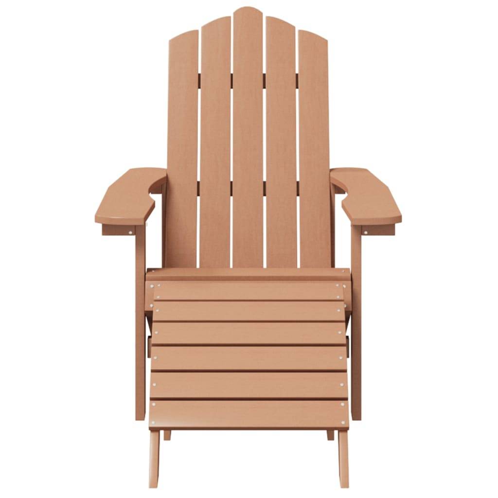vidaXL Adirondack-Gartenstuhl mit Hocker & Tisch HDPE Braun
