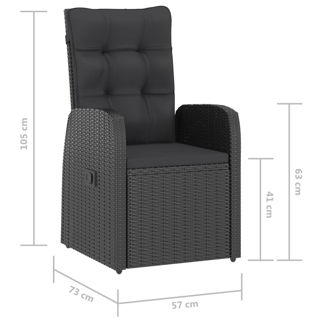 vidaXL 9-tlg. Garten-Essgruppe mit Kissen Poly Rattan Schwarz