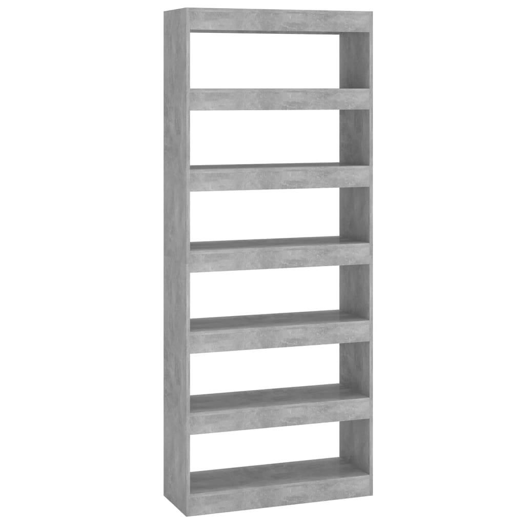 vidaXL Bücherregal/Raumteiler Betongrau 80x30x198 cm Holzwerkstoff