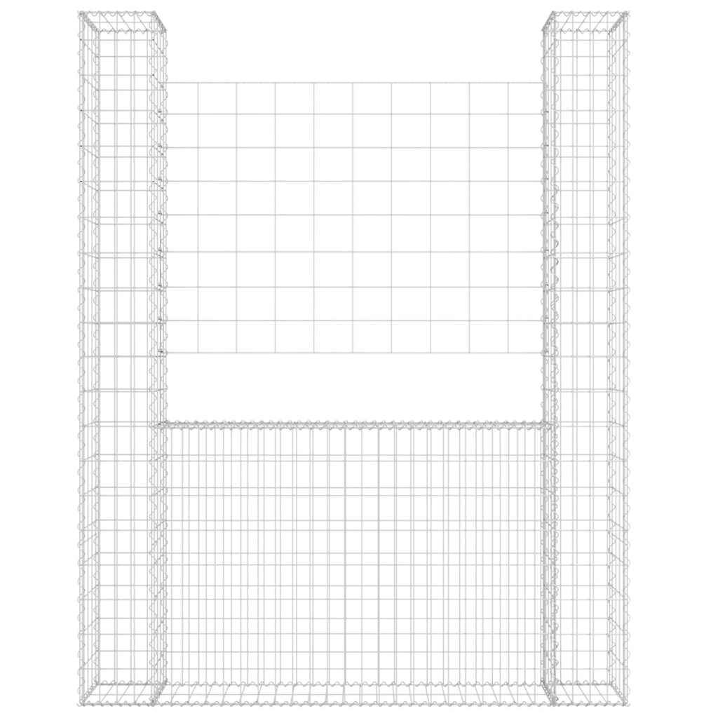 vidaXL Gabionenkorb U-Form mit 2 Säulen Eisen 140x20x200 cm
