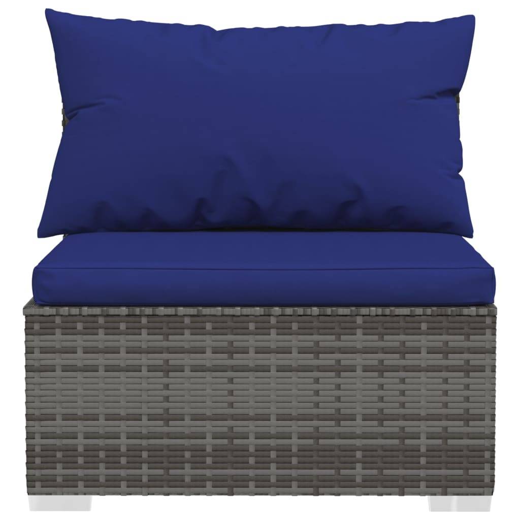 vidaXL 3-Sitzer-Sofa mit Kissen Grau Poly Rattan