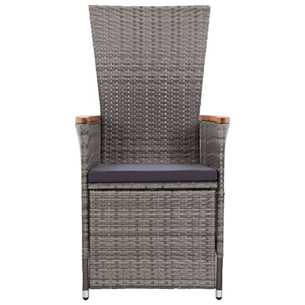 vidaXL Garten-Liegestühle 2 Stk. mit Auflagen Poly Rattan Grau