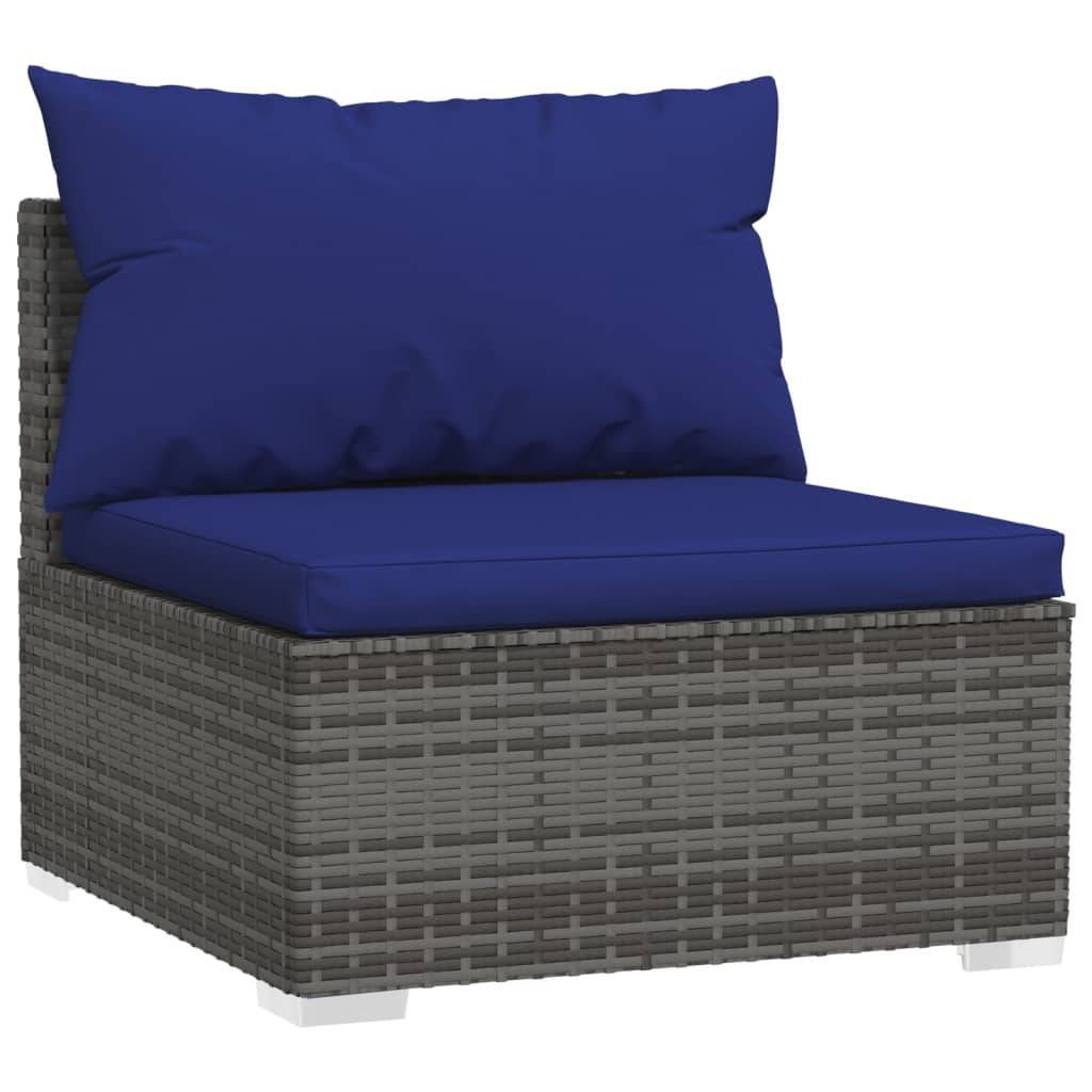 vidaXL 3-Sitzer-Sofa mit Kissen Grau Poly Rattan