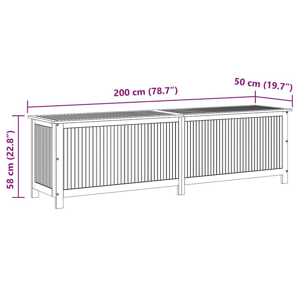 vidaXL Garten-Aufbewahrungsbox 200x50x58 cm Massivholz Akazie