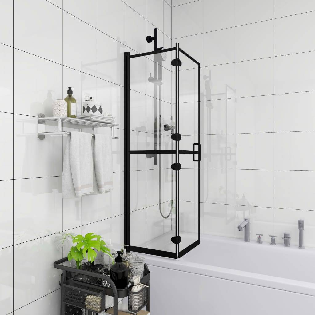 vidaXL Faltbare Duschkabine ESG Schwarz 100x140 cm