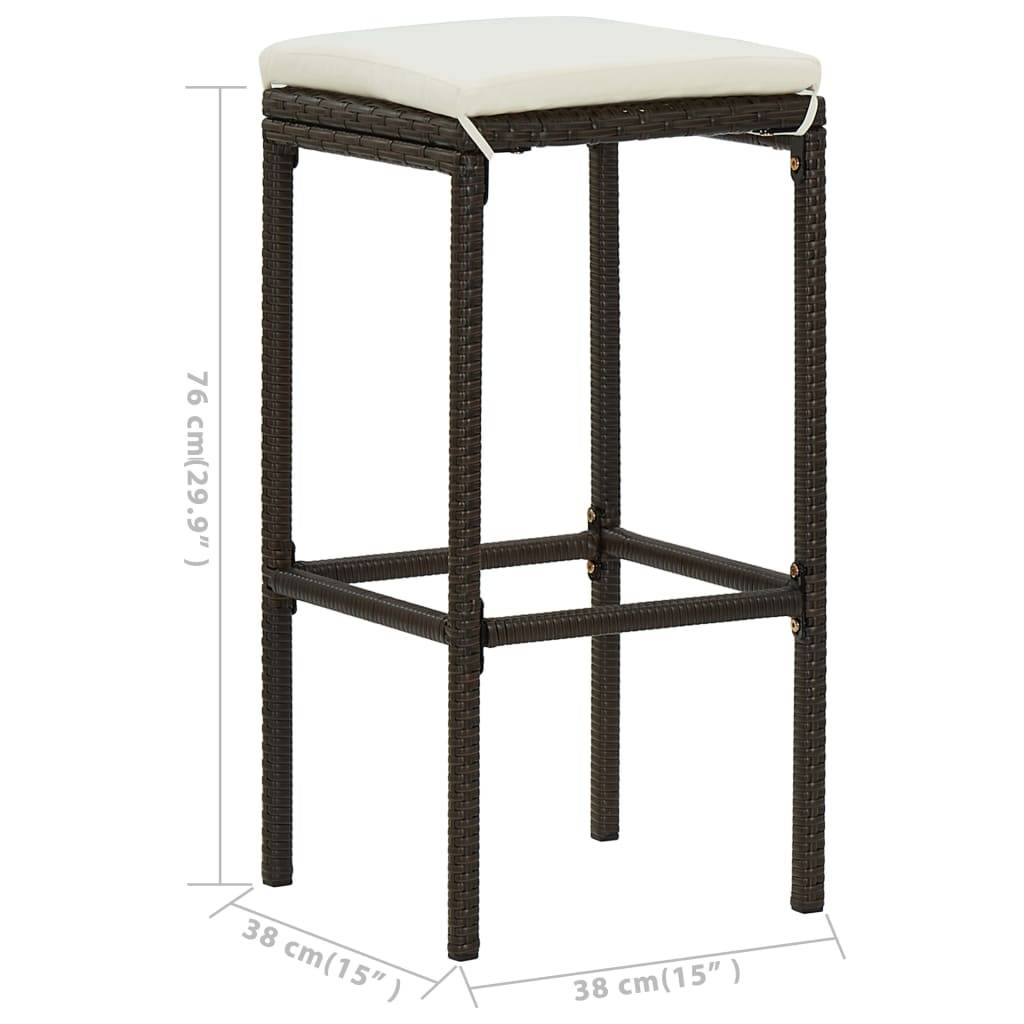 vidaXL 7-tlg. Gartenbar-Set mit Kissen Braun