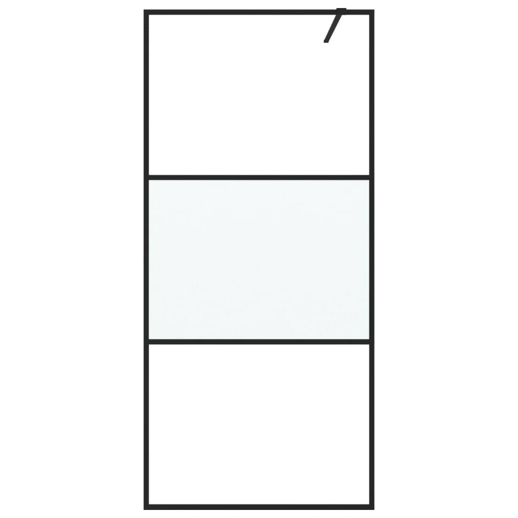 vidaXL Duschwand für Begehbare Dusche Schwarz 90x195cm Halbmatt ESG