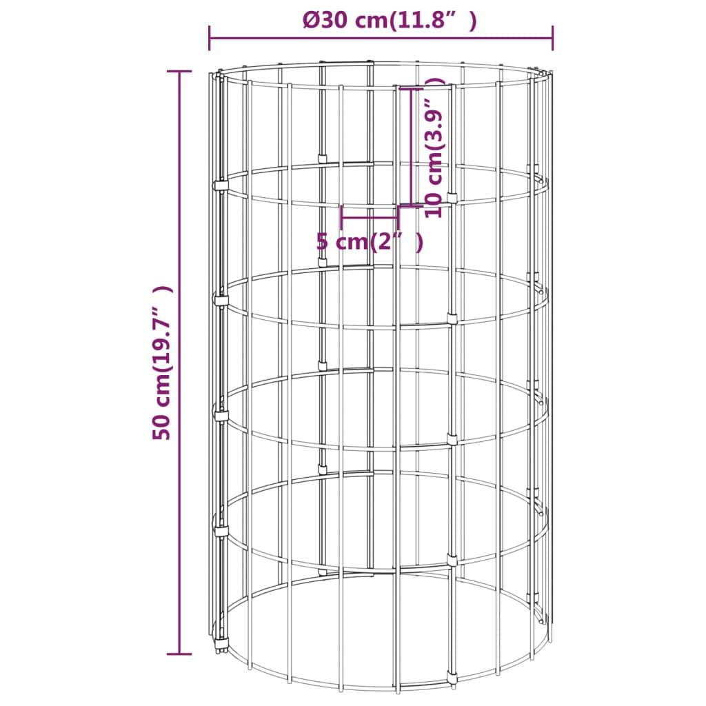 vidaXL Gabionen-Hochbeete 4 Stk. Rund Ø30x50/100/150/200 cm