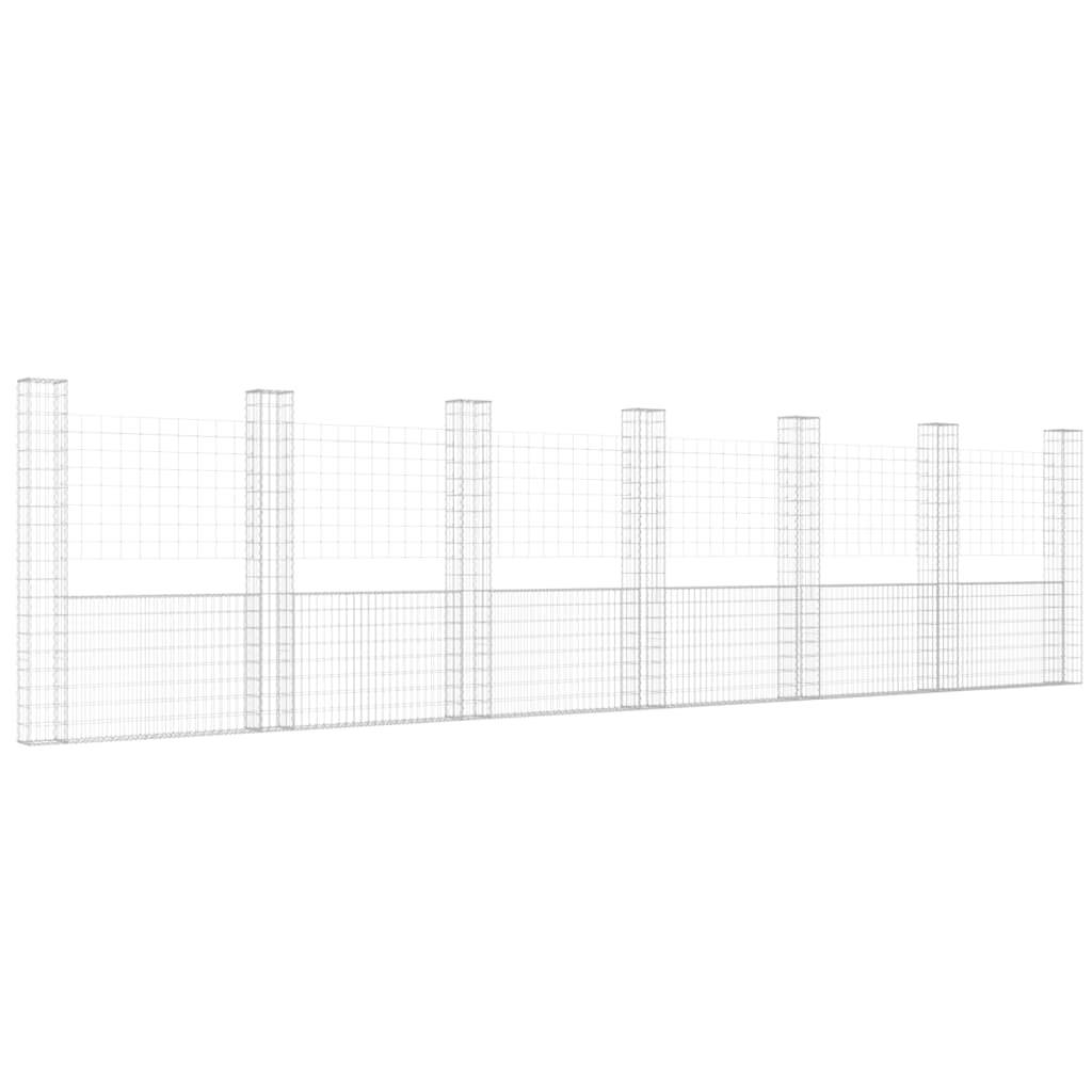 vidaXL Gabionenkorb U-Form mit 7 Säulen Eisen 740x20x200 cm