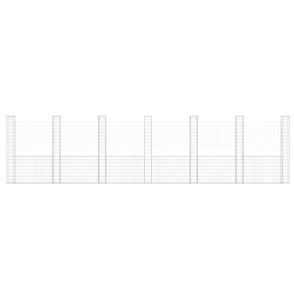 vidaXL Gabionenkorb U-Form mit 7 Säulen Eisen 740x20x200 cm
