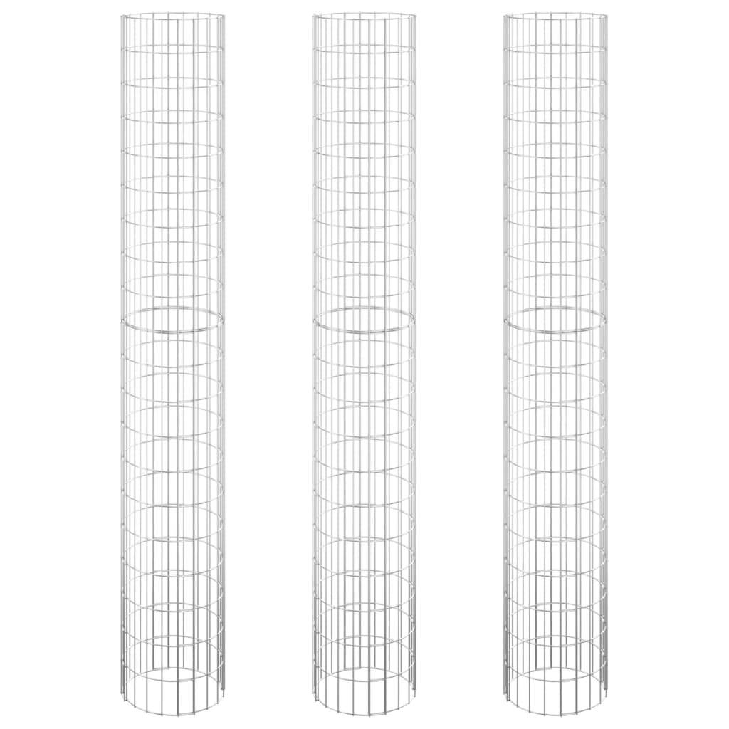 vidaXL Gabionen-Hochbeete 3 Stk. Rund Verzinkter Stahl Ø30x200 cm