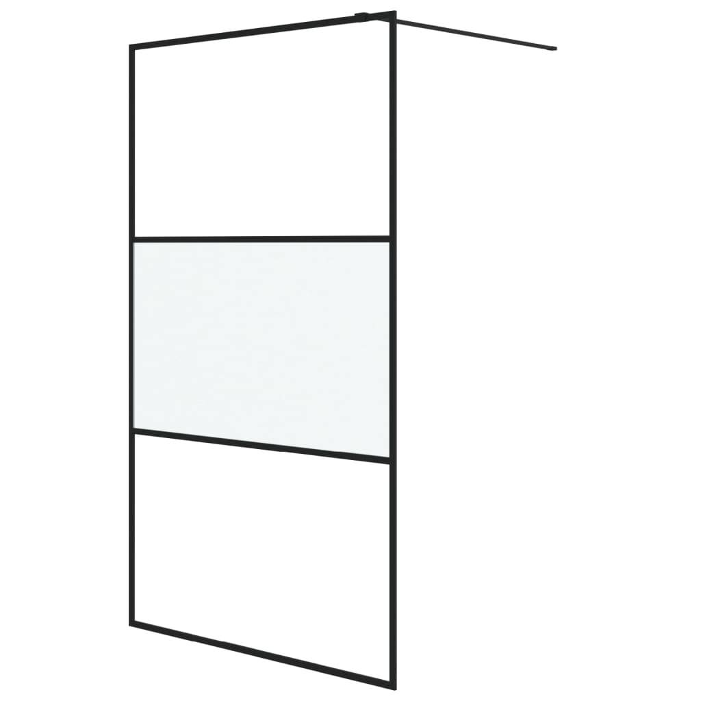 vidaXL Duschwand für Begehbare Dusche Schwarz 115x195 cm Halbmatt ESG