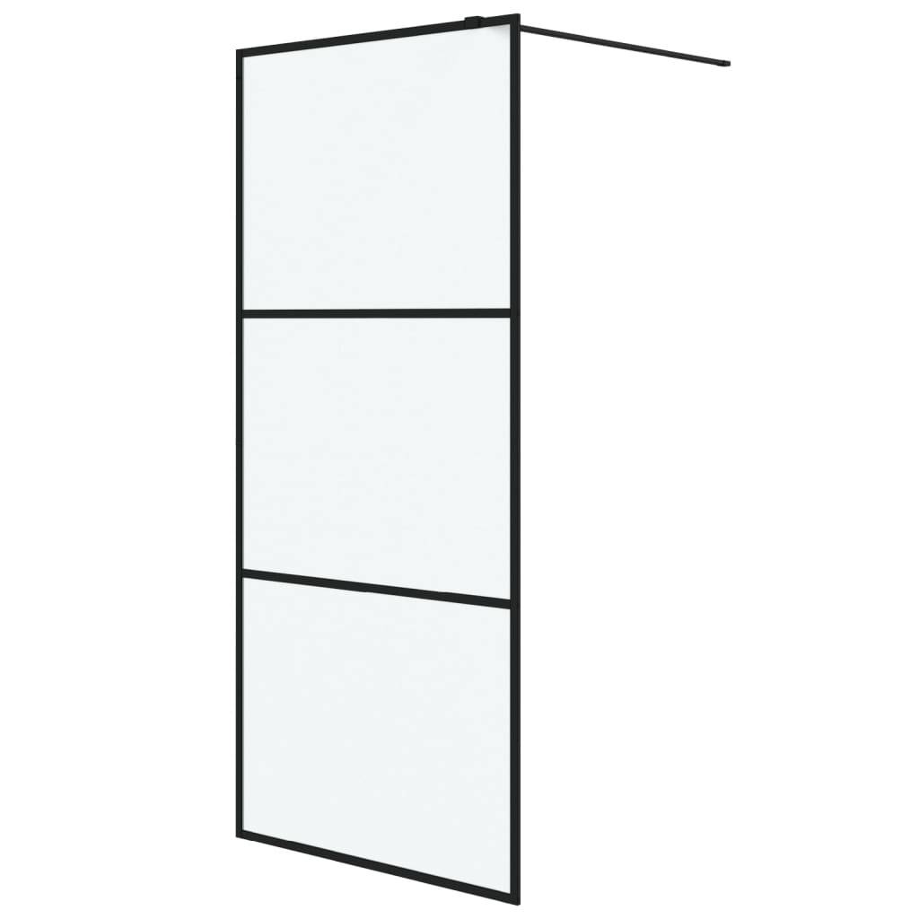 vidaXL Duschwand für Begehbare Dusche Schwarz 90x195cm Matt ESG-Glas