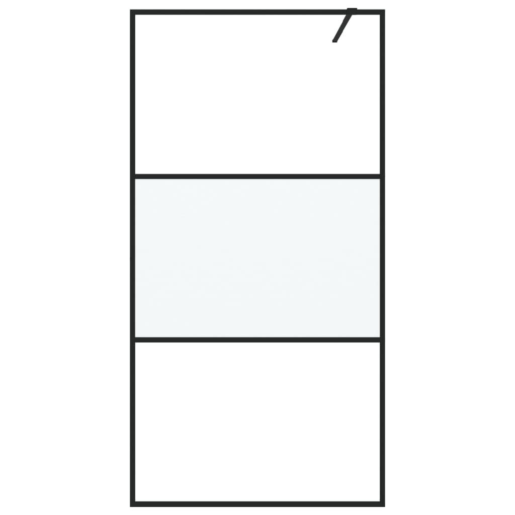 vidaXL Duschwand für Begehbare Dusche Schwarz 100x195 cm Halbmatt ESG