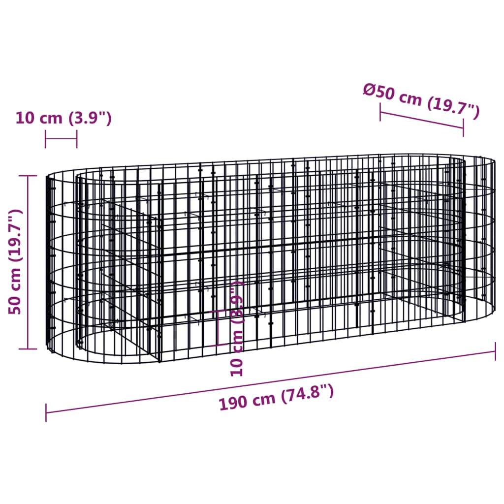 vidaXL Gabionen-Hochbeet Verzinktes Eisen 190x50x50 cm