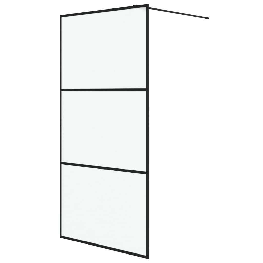 vidaXL Duschwand für Walk-In Dusche Schwarz 100x195 cm ESG Mattiert