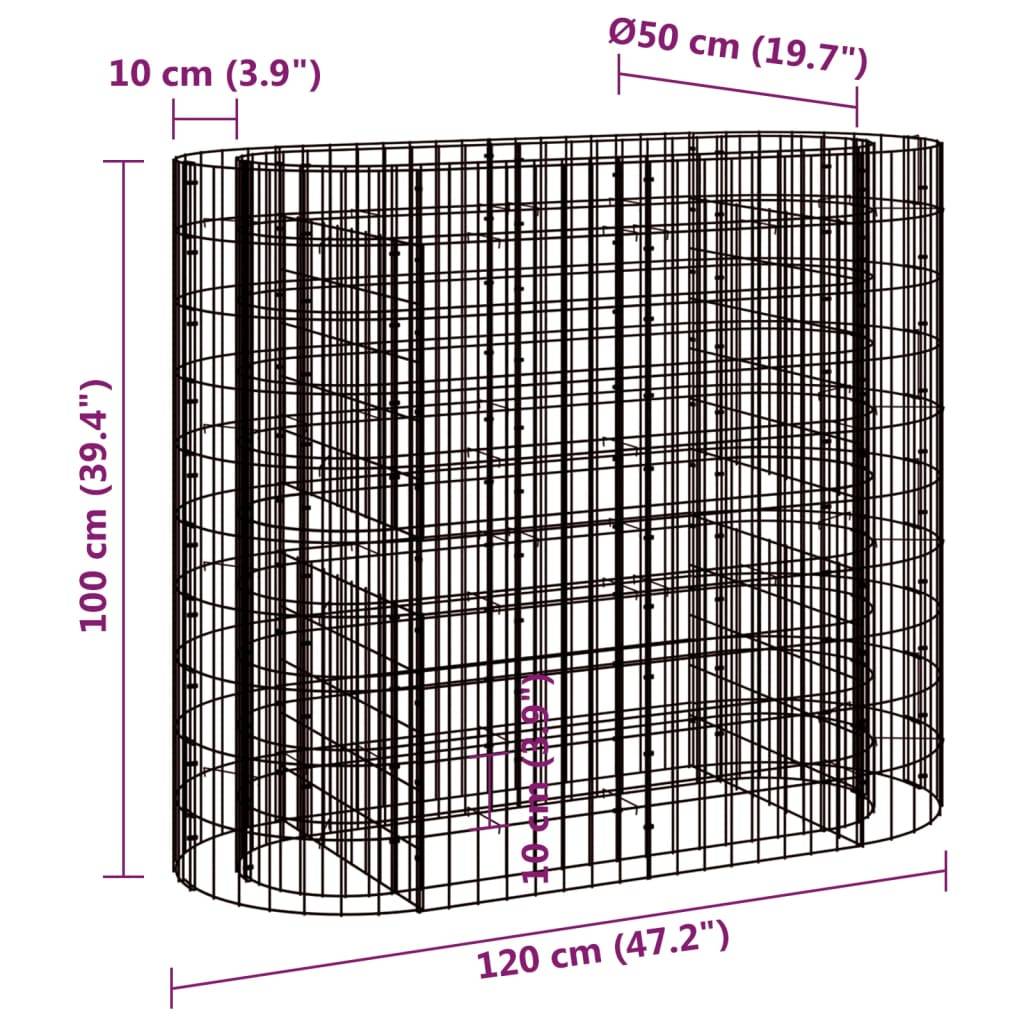 vidaXL Gabionen-Hochbeet Verzinktes Eisen 120x50x100 cm
