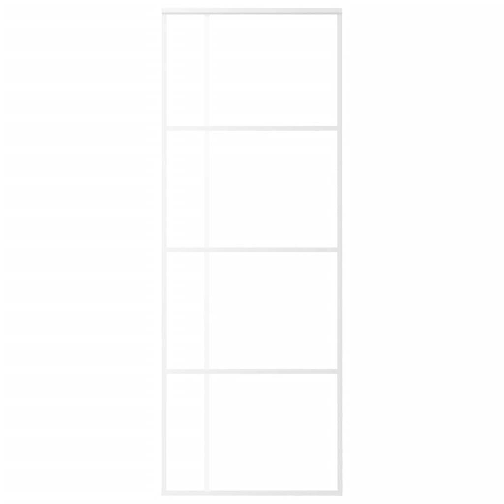 vidaXL Schiebetür ESG-Mattglas und Aluminium 76x205 cm Weiß